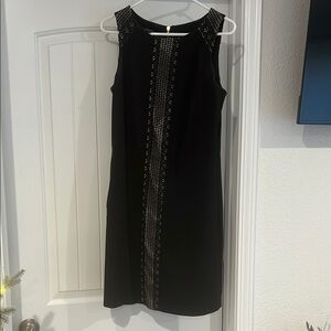 Black Sleeveless Dress with Embellished Details